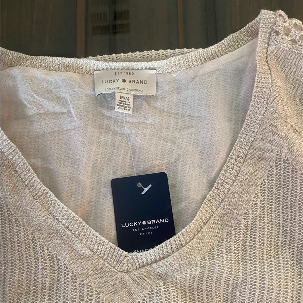 Lucky Brand Knit Gold and Cream Sweater - Picture 6 of 11
